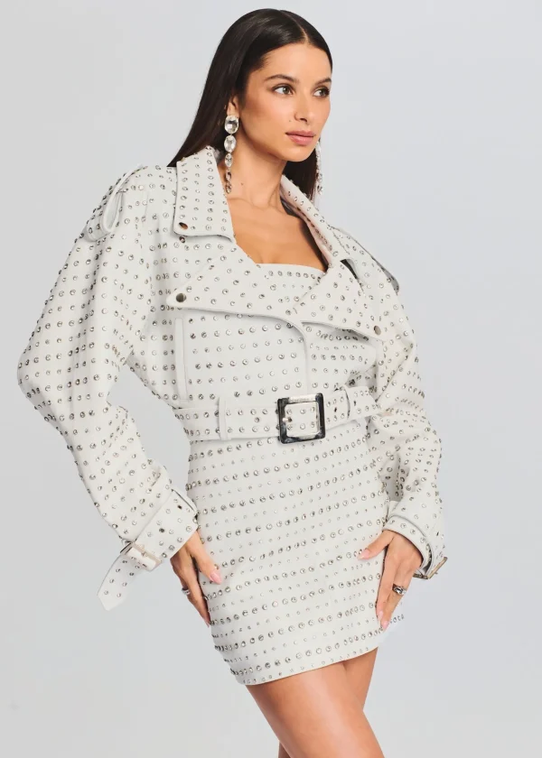 Jackets*Retrofete Mora Embellished Leather Jacket Optic White