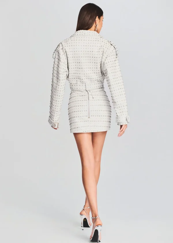 Exclusively Ours*Retrofete Mora Embellished Leather Jacket Optic White