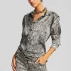 Final Sale*Retrofete Murry Silk Shirt Black Acid Denim