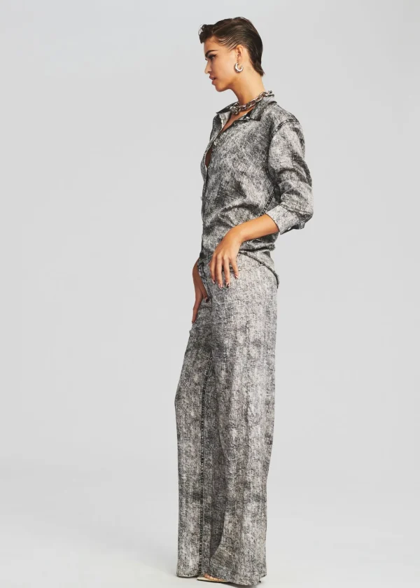 Final Sale*Retrofete Murry Silk Shirt Black Acid Denim