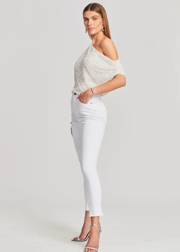 Final Sale*Retrofete Myles Sequin Top Iridescent White