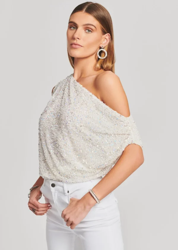 Sequin Styles*Retrofete Myles Sequin Top Iridescent White