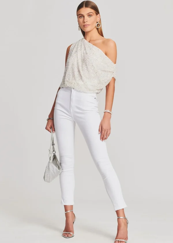 Sequin Styles*Retrofete Myles Sequin Top Iridescent White