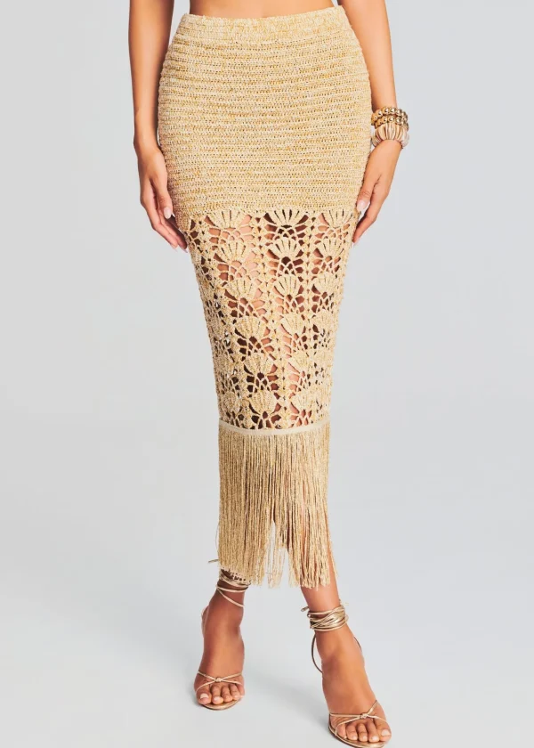 RETROFÊTE*Retrofete Naida Crochet Skirt Gold