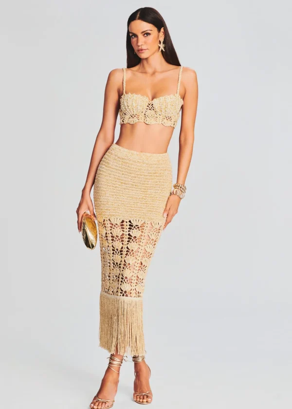 RETROFÊTE*Retrofete Naida Crochet Skirt Gold