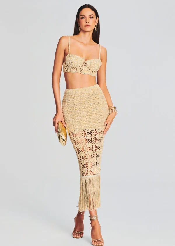 Bottoms*Retrofete Naida Crochet Skirt Gold