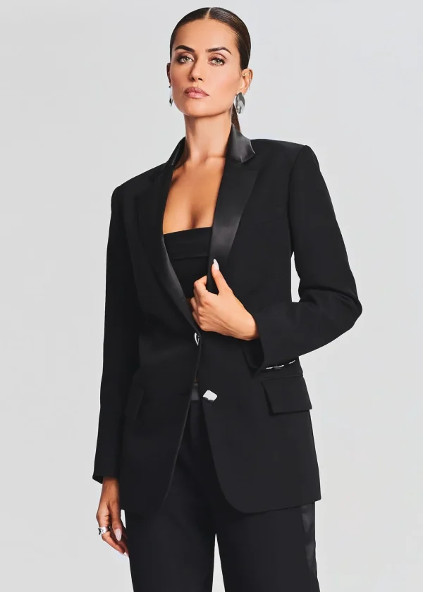 Jackets*Retrofete Natal Blazer Black w/ Satin