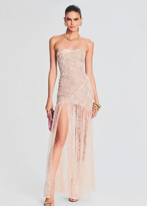 Bachelorette Party*Retrofete Nicole Lace Dress Dusty Peach