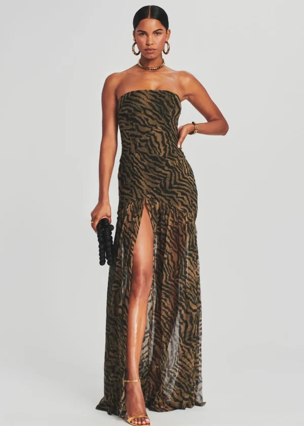 Guest Of*Retrofete Nicole Silk Chiffon Dress Tiger Stripe
