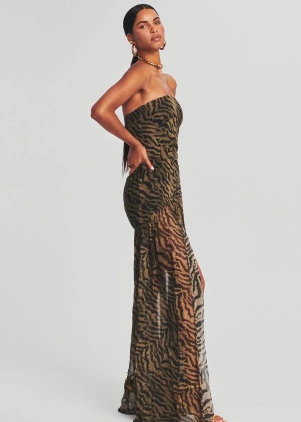 Guest Of*Retrofete Nicole Silk Chiffon Dress Tiger Stripe