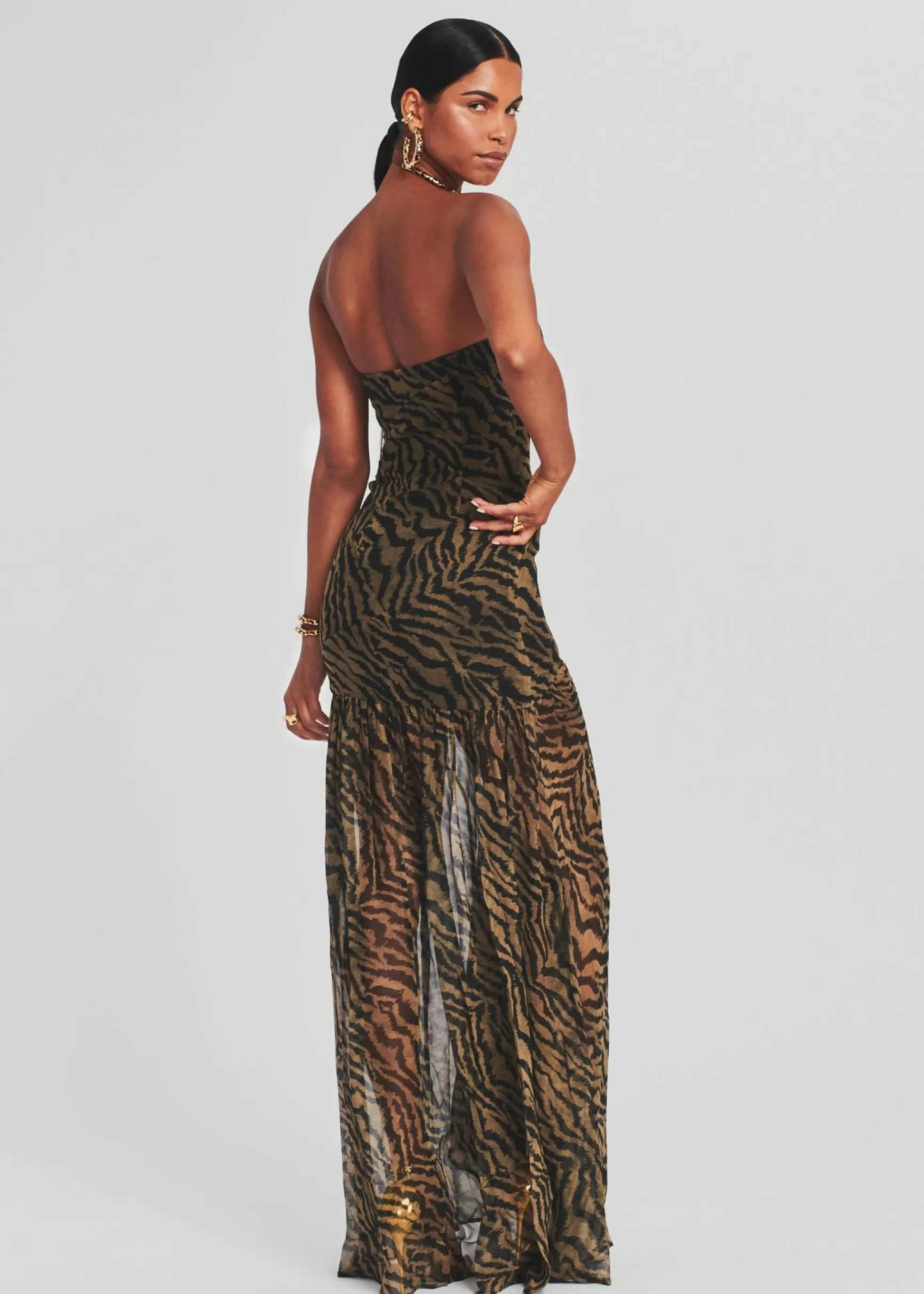 nicole_silk_chiffon_dress_3-1.webp Honeymoon Looks*Retrofete Nicole Silk Chiffon Dress Tiger Stripe