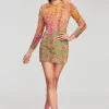RETROFÊTE*Retrofete Nikki Sequin Palm Dress Tropical Palm