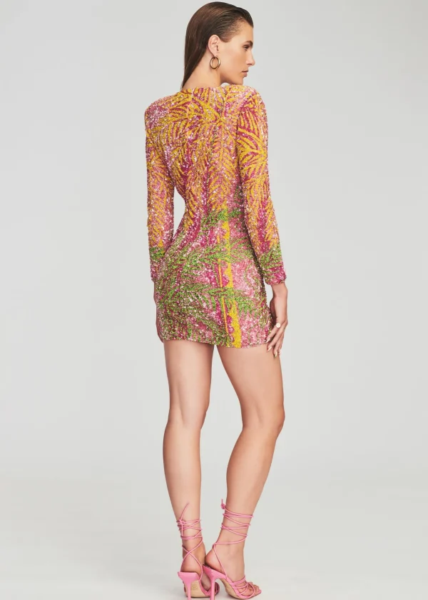 Guest Of*Retrofete Nikki Sequin Palm Dress Tropical Palm