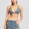 Final Sale*Retrofete Nina Embellished Denim Bra Embroidered Denim