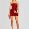 RETROFÊTE*Retrofete Nolia Sequin Embellished Dress Fiery Red