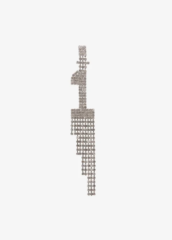 Accessories*Retrofete Number Rhinestone Earring Silver