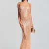 Guest Of*Retrofete Odessa Sequin Feather Dress Tannin