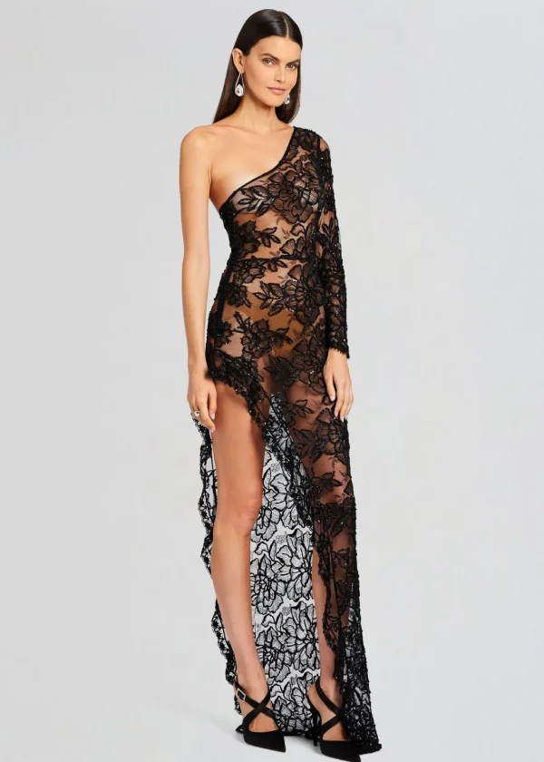Sheer Bliss*Retrofete Olimpia Embellished Lace Dress Black
