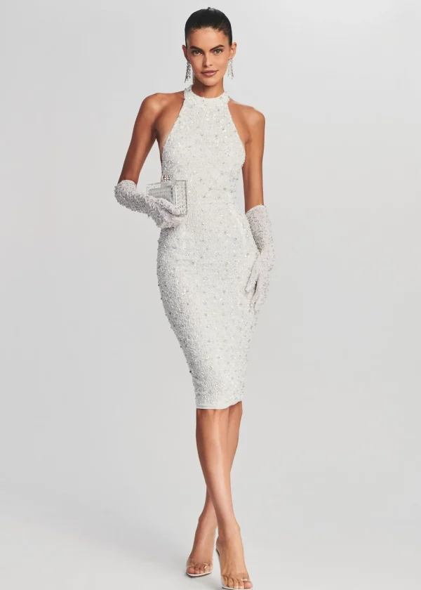 Reception Dresses*Retrofete Olivia Midi Sequin Dress White