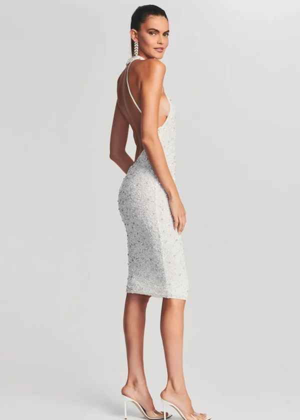 Bridal Shower*Retrofete Olivia Midi Sequin Dress White