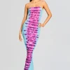 Maxi*Retrofete Opal Long Dress Turquoise and Pink