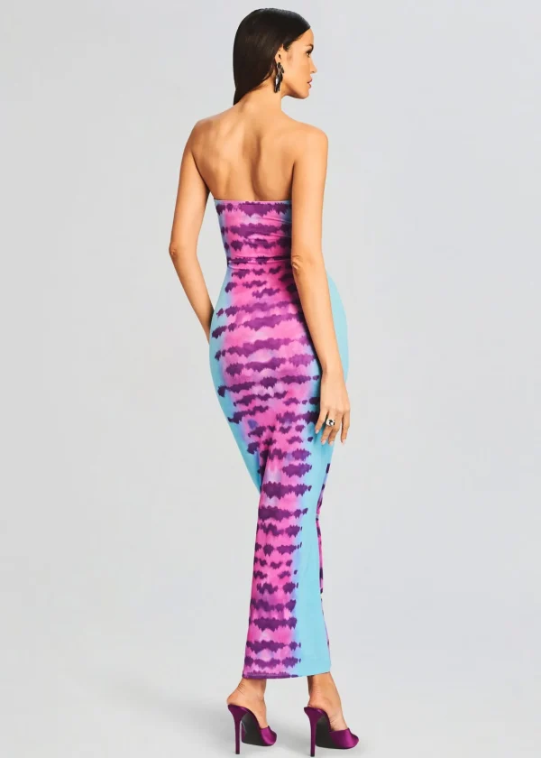 Maxi*Retrofete Opal Long Dress Turquoise and Pink