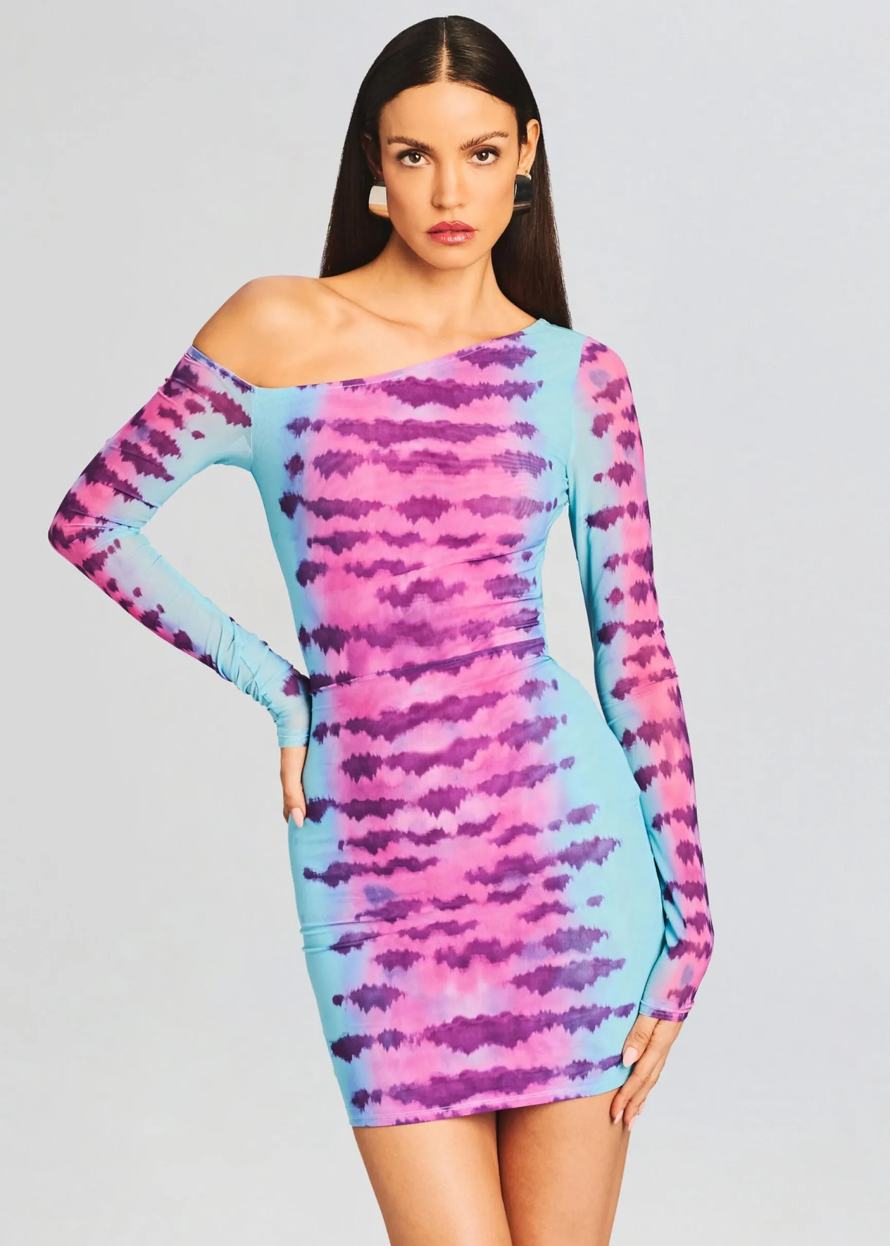 opal_short_dress_1.webp Trending*Retrofete Opal Short Dress Turquoise and Pink