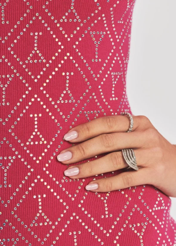RETROFÊTE*Retrofete Palmer Embellished Sweater Dress Iridescent Dragonfruit