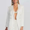 Honeymoon Looks*Retrofete Pandora Blazer White W/ Crystal Button