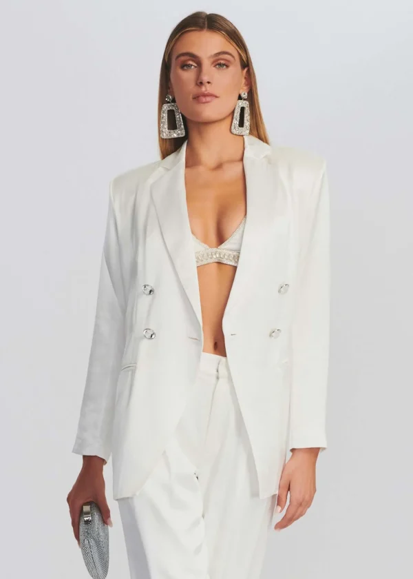 Sequin Styles*Retrofete Pandora Blazer White W/ Crystal Button