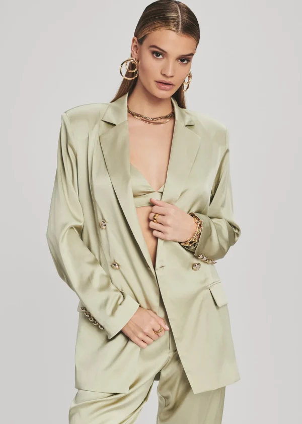 Honeymoon Looks*Retrofete Pandora Silk Blazer Sage