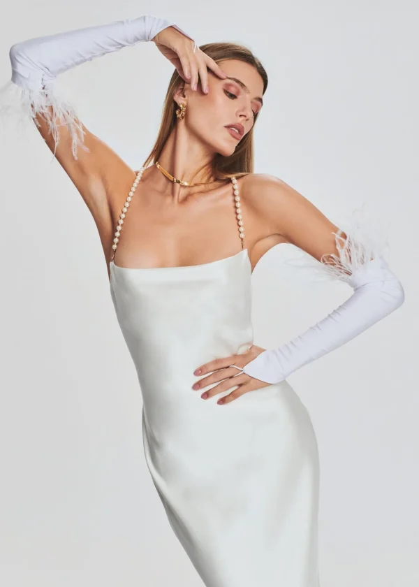 Reception Dresses*Retrofete Penny Feather Gloves White