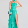 Guest Of*Retrofete Perola Silk Chiffon Dress Sea Foam