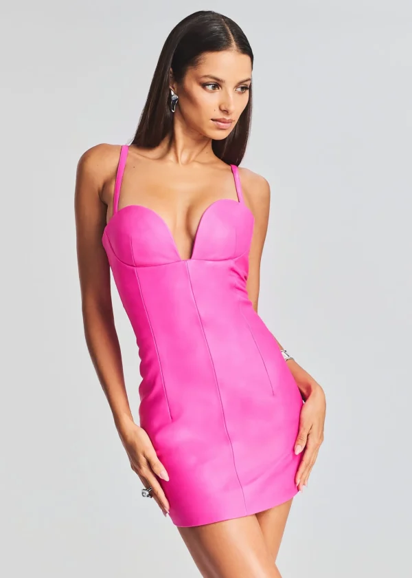 RETROFÊTE*Retrofete Phoebe Leather Dress Knockout Pink