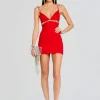 Night Out*Retrofete Polly Dress Fiery Red/Silver