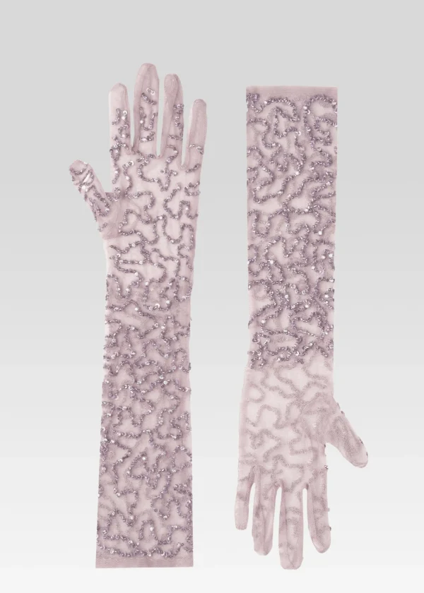 RETROFÊTE*Retrofete Poppy Sequin Gloves Mink Grey