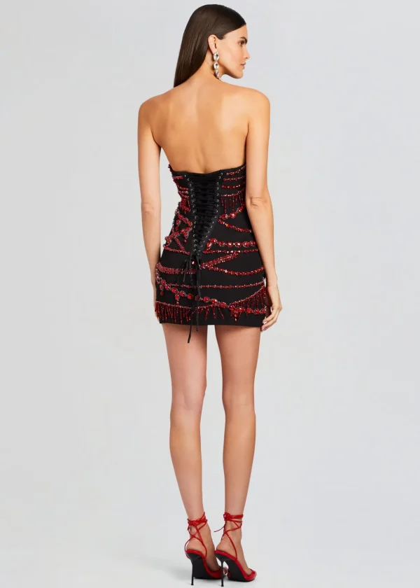 RETROFÊTE*Retrofete Prae Crystal Embellished Dress Black/Red