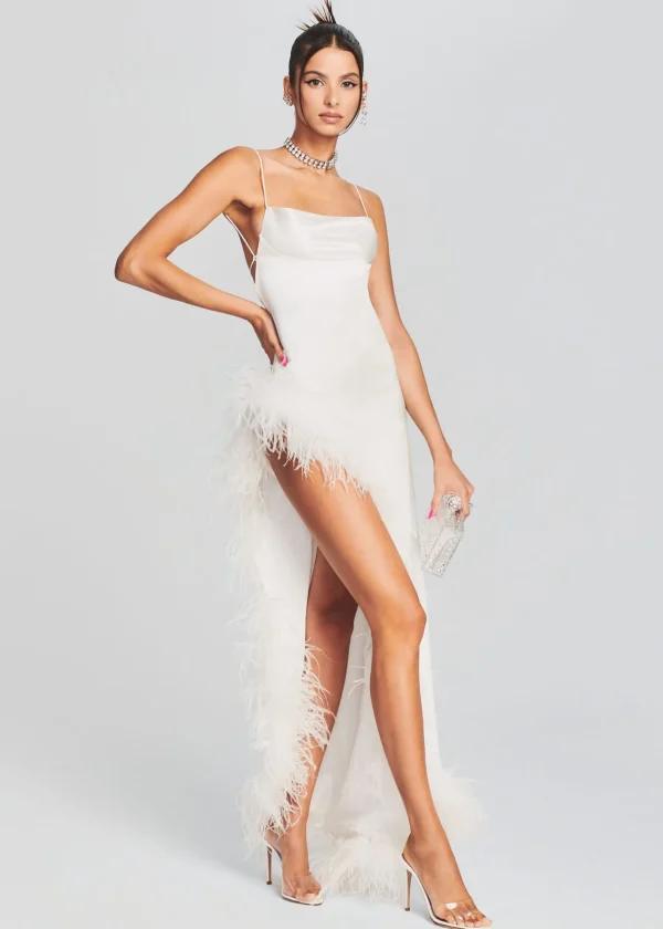 RETROFÊTE*Retrofete Priscilla Feather Dress White