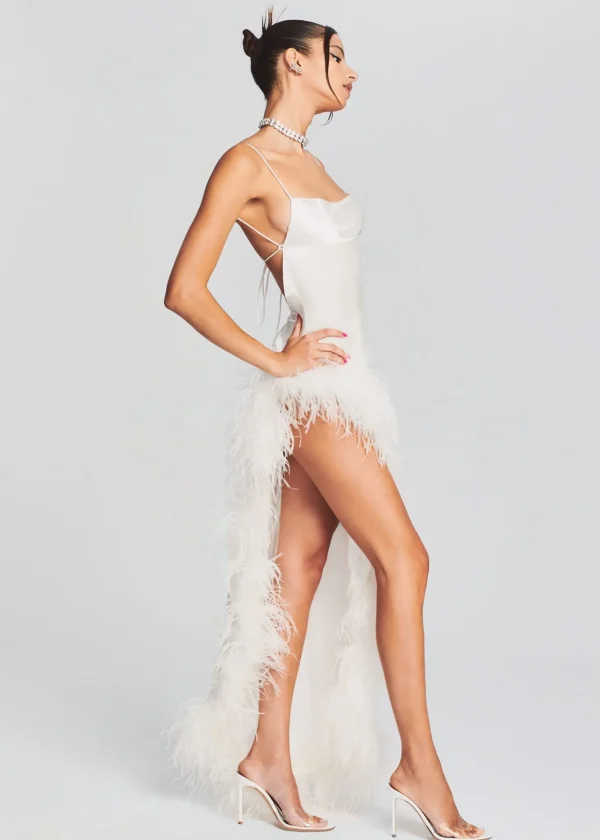RETROFÊTE*Retrofete Priscilla Feather Dress White