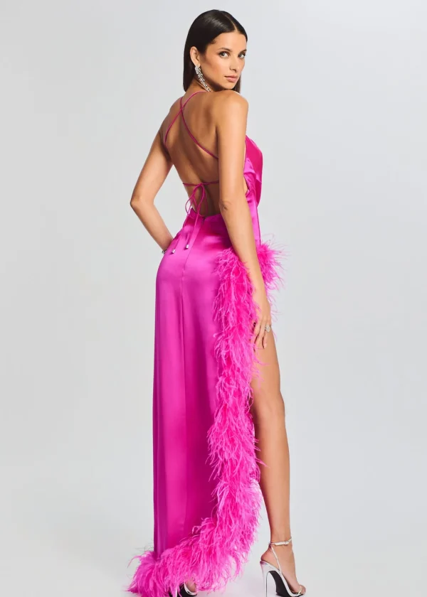 Guest Of*Retrofete Priscilla Feather Dress Neon Pink
