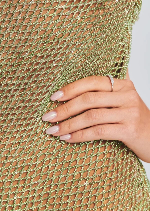 Guest Of*Retrofete Quartz Crystal Chain Dress Green