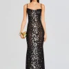 Gowns*Retrofete Rainey Embellished Dress Black/Silver Gold