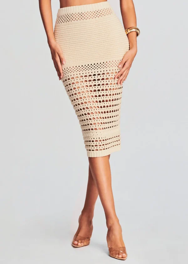 RETROFÊTE*Retrofete Raya Knit Crochet Skirt Ivory/Gold