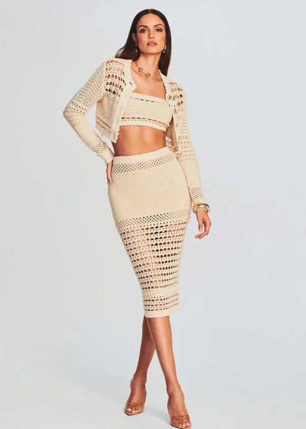 Bottoms*Retrofete Raya Knit Crochet Skirt Ivory/Gold
