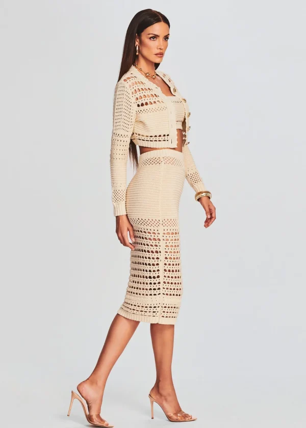 Sheer Bliss*Retrofete Raya Knit Crochet Skirt Ivory/Gold