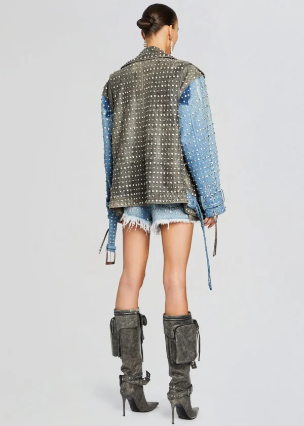 Jackets*Retrofete Rebel Embellished Leather Jacket Tangier/Silver