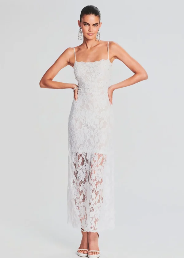 Bachelorette Party*Retrofete Reet Lace Midi Dress White