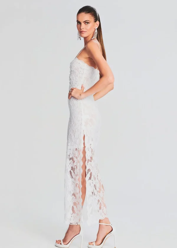 Bridal Shower*Retrofete Reet Lace Midi Dress White