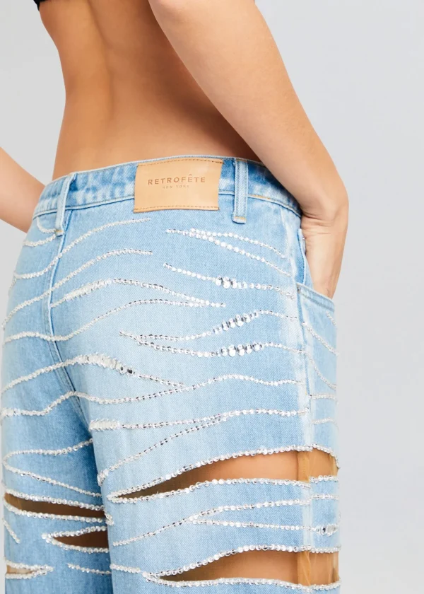 Subtle Shimmer*Retrofete Renzo Embellished Denim Jean Bondi