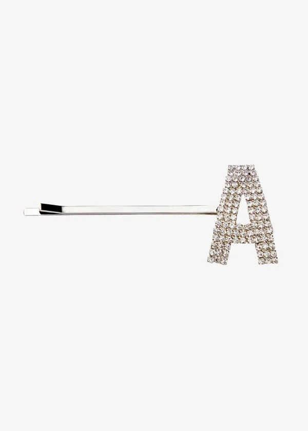 Accessories*Retrofete Rhinestone Alphabet Hair Clip Silver